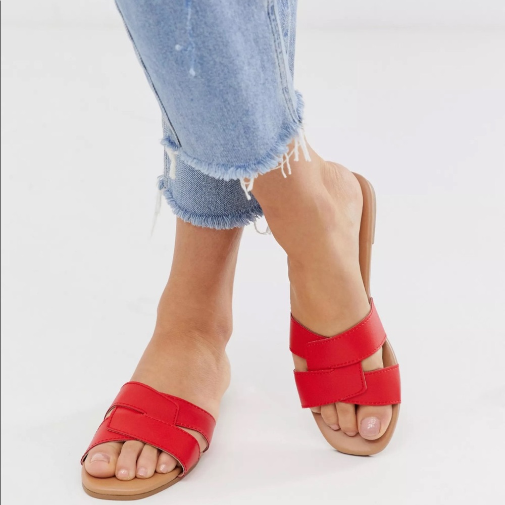 Red New Look Slider Sandal Sz 7